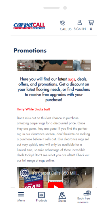 carpetcall desktop screen