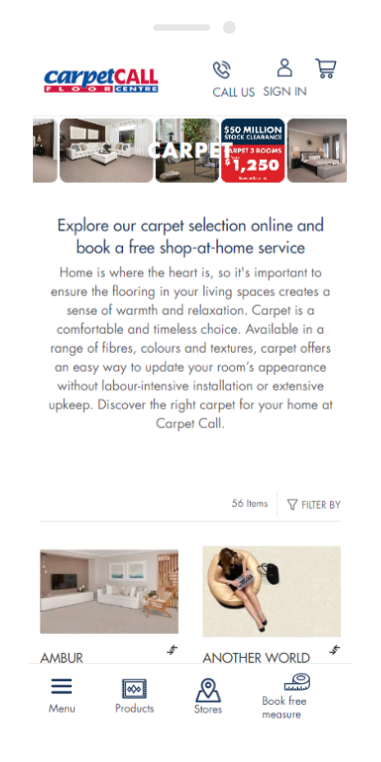carpetcall desktop screen