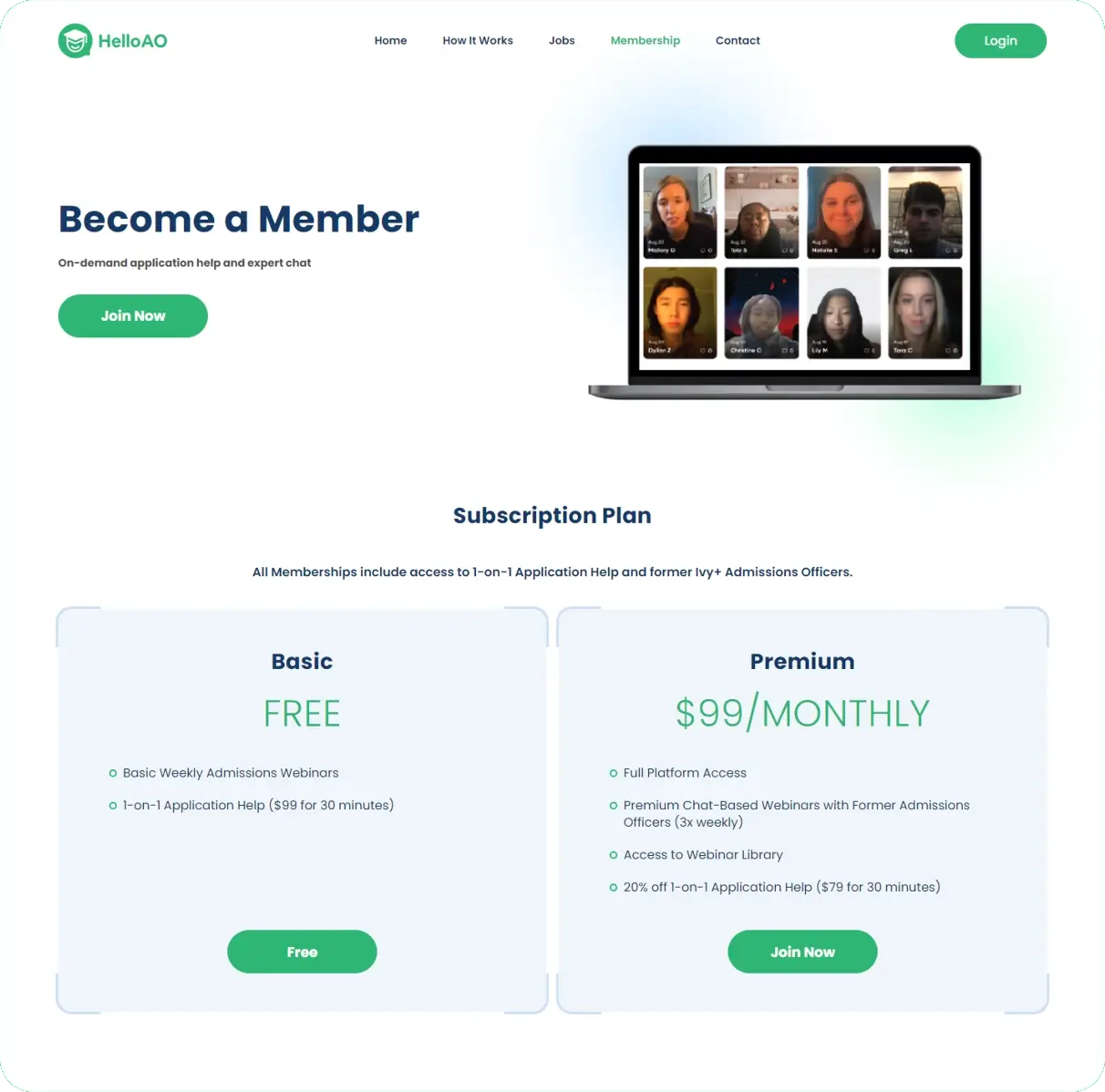 helloao's become a member page