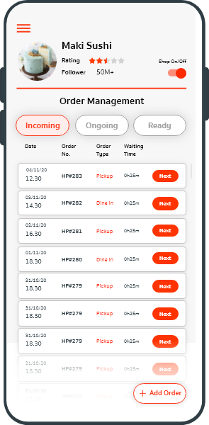 hop merchant app screen